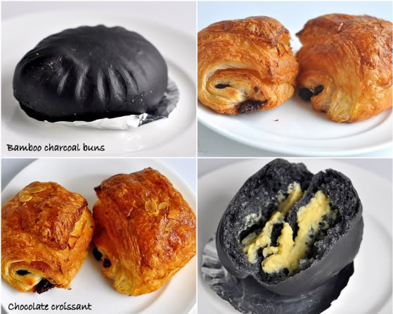 Charcoal Buns Filled With Custard